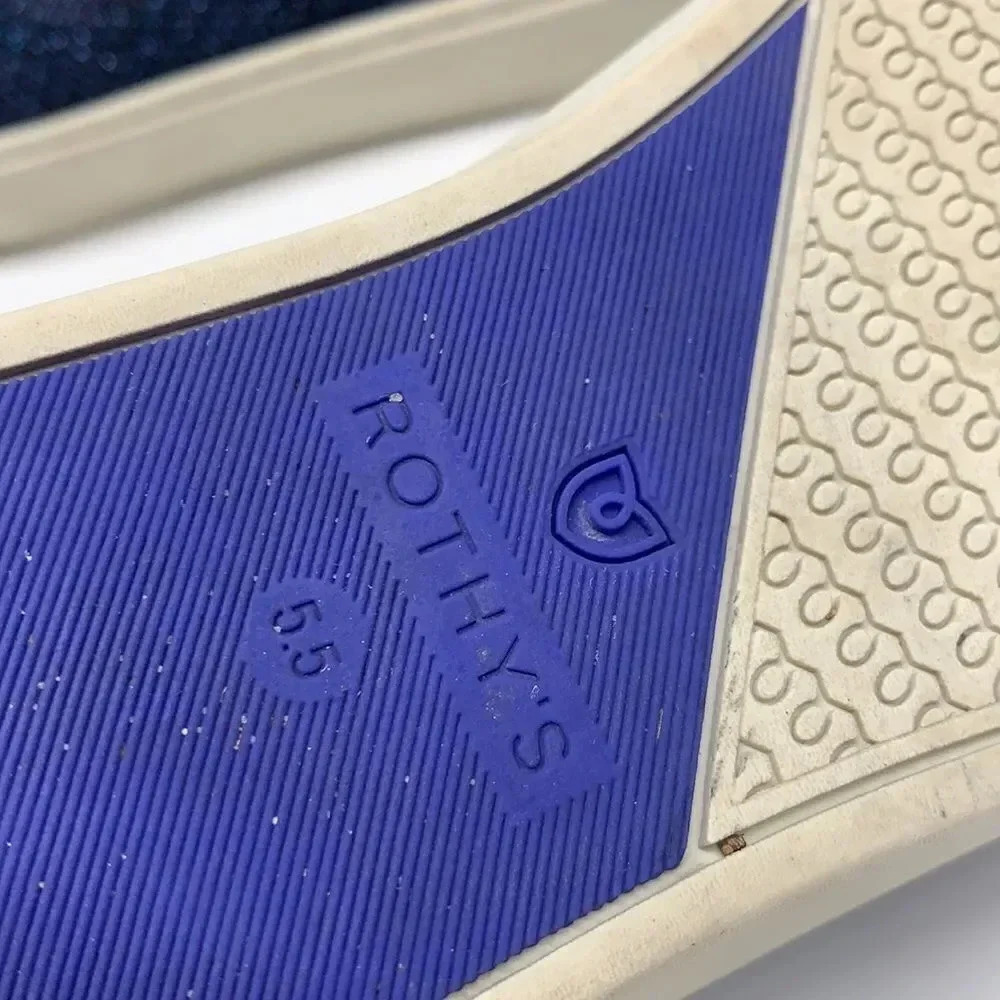 Rothys Chelsea Sneaker Shoes High Top Metallic Lattice Stitch Blue Size 5.5 - Picture 12 of 14